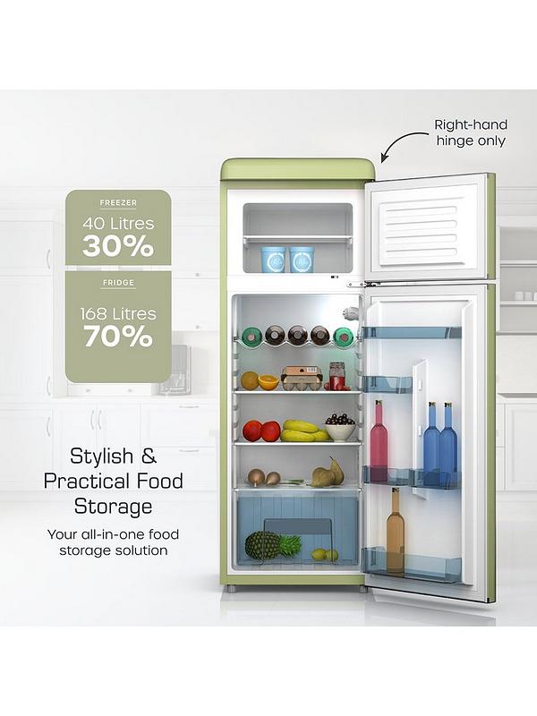 Swan SR11010GNE Retro Green Top Mounted Fridge Freezer 208L - Image 3